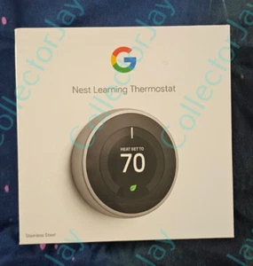 Google Nest T3007ES Wi-Fi Learning Thermostat Stainless Steel *New & Sealed* - Picture 1 of 4