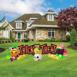 Trick Or Treat Candy Halloween Yard Card Decoration, 12 Pieces, 19525 - Picture 1 of 7