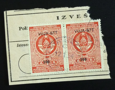 Slovenia c1952 Yugoslavia Ovp. VUJA - Trieste-Italy - Croatia-Revenue Stamps A10 Cover