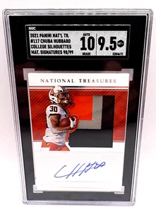 CHUBA HUBBARD 2021 NATIONAL TREASURES COLLEGE SILHOUETTES RPA ON CARD AUTO /99 - Picture 1 of 6
