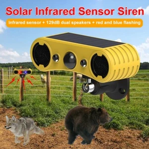 Solar Motion Sensor Alarm Outdoor Waterproof Farm Voice Security Siren Light - Picture 1 of 12