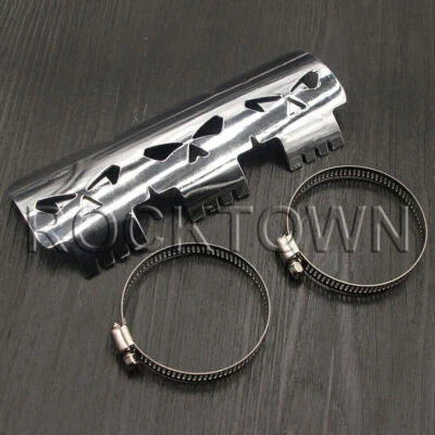 HQ Silver Chrome Skull Metal Exhaust Heat Shield Guard Motorcycle Motorbike Bike - Image 1 of 4