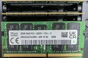 SK Hynix 32GB DDR4 2933 Laptop ECC SODIMM RAM 2Rx8 PC4-2933Y-TG PC4-23400 260pin - Picture 1 of 1