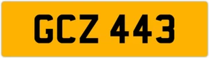 GCZ 443 G 3x3 DATELESS PRIVATE NUMBER PLATE GAZ GAV GEO GUS GUY GRACE GEM GED GS - Picture 1 of 1