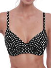 36FF Fantasie Santa Monica Swimwear Bikini Top Gathered Full Cup Top Black/White