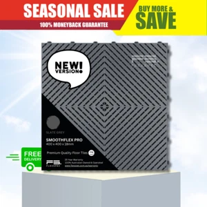 SMOOTHFLEX PRO™ New Garage Tiles - Slate Grey - Open-Ribbed - 400x400x18mm - Picture 1 of 3