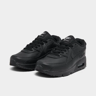 NEW NIKE AIR MAX 90 LEATHER PS/KIDS/YOUTH SHOES TRIPLE BLACK CD6867-001 SZ 12C - Image 1 of 4