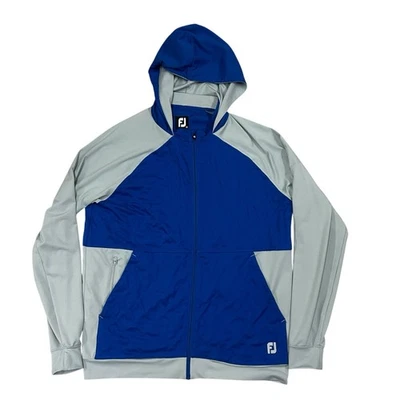 Footjoy Hybrid Hoodie Mens Medium Blue Gray Golf Full Zip Quilted - Image 1 of 4