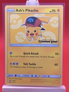 Ash’s Hat Pikachu SM111 Ultra Rare Non Holo Exclusive Promo Pokemon Karte  - Bild 1 von 14