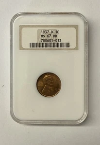 1937-D Lincoln Cent MGC MS67 RD FATTY HOLDER - Picture 1 of 4