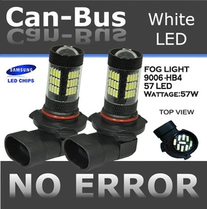 9006 HB4 Samsung LED 12V 57 SMD Canbus 6000K Super White Fog Light Bulbs M343 - Picture 1 of 7