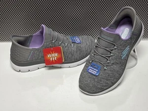 Skechers Slip Ins Summit Dazzling Bungee Sneaker Slipper Grau 7 Neu Nie Getragen - Bild 1 von 13