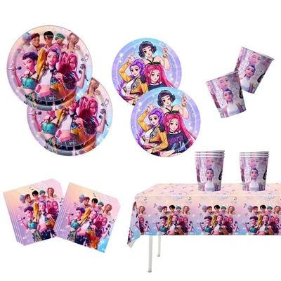 KPop Hunters Party Supplies Set Plates Cups Tablecloth Napkins Themed Party