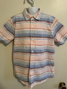 Pre-Owned The Children’s Place Boys Short Sleeved Striped Button-Up Top - Picture 1 of 14