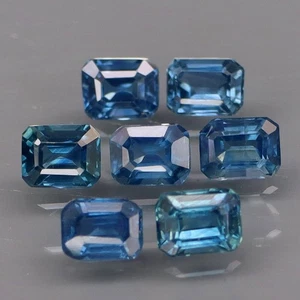 Emerald Cut 4x3mm.Best Color Blue Normal Heated Sapphire Madagascar 7Pcs/2.11Ct. - Picture 1 of 6