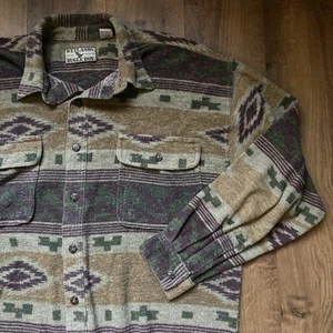 EUC Vintage 90s Bugle Boy Wetlands Shirt Mens XL Button Up Southwest Aztec Hike - Picture 1 of 6