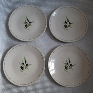 Vintage Rayware Large Dinner Plates Set Of Four x4 Mediterranean 1990s Olives - Picture 1 of 6