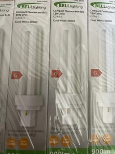 2 x Bell 13W 2 pin PLC Double turn Cool White 840 G24d-1 Cap Compact Fluorescent - Picture 1 of 1