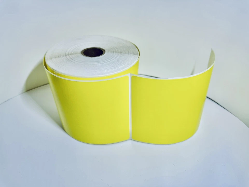 6 ZEBRA 4x6 COLOR (4" x 6") YELLOW Direct Thermal Labels 1" Core (6) Rolls 450 - Image 1 of 4