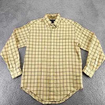 Camisa Brooks Brothers Para Hombre Pequeña Amarilla Irlandesa Lino Cuadros Manga Larga Preppy Foto 1 de 4