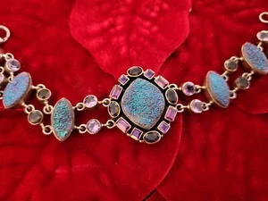 VINTAGE NICKY BUTLER IRISIERENDES DRUZY ARMBAND STERLINGSILBER BLAU LILA EDELSTEINE - Bild 1 von 24
