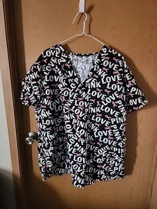 Breast Cancer Cassandra O Women 2X Shirt Scrub - Picture 1 of 5