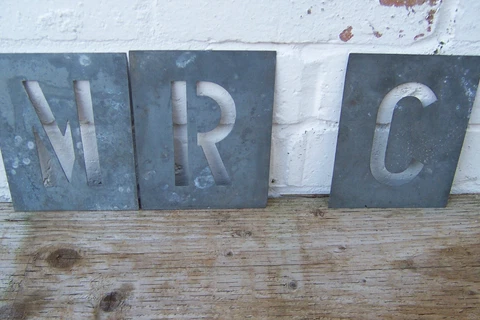 VINTAGE GALVANISED STENCIL LETTERS * M * R * C * DISPLAY SIGN INDUSTRIAL FACTORY Cover