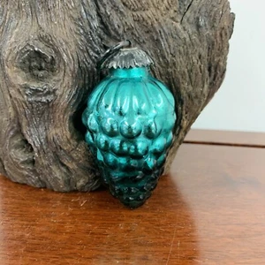 Antique Kugel Ornament Grapes Cluster Christmas Brass Cap Mercury Ball Green 3” - Picture 1 of 4
