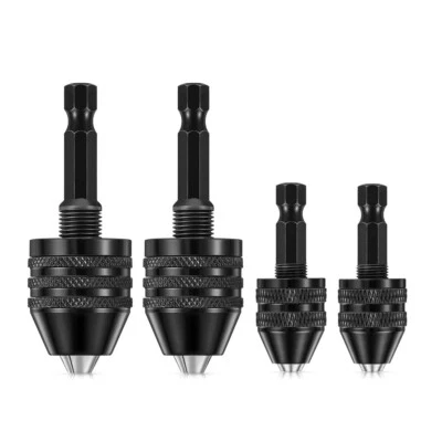 Broca adaptadora de portabrocas sin llave de vástago hexagonal de 1/4" 4 piezas controlador convertidor de cambio rápido Foto 1 de 4