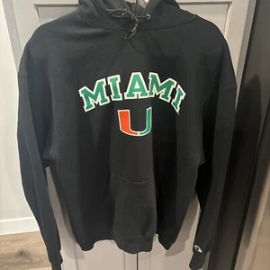 Champion Miami U Pullover Hoodie Sweatshirt Men’s Size L Y2K Early 2000’s Vtg - Picture 1 of 11