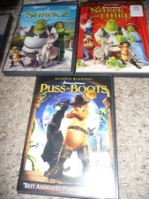 Lot of 3 SHREK series DVDs Shrek 2 Shrek the Third Puss in Boots
