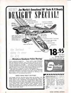 Anuncio impreso Sterling R/C Aviones 1965/Joe Martin Delight Special Pylon Racer 50" - Imagen 1 de 1