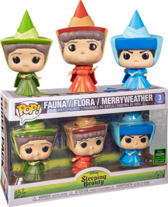 Funko POP! Sleeping Beauty Fauna Flora Merryweather ECCC 3 Packs Fairy Godmother