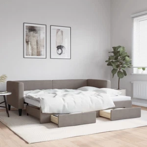 vidaXL Divano Letto Estraibile con Cassetti Tortora 80x200 cm Tessuto - Foto 1 di 1