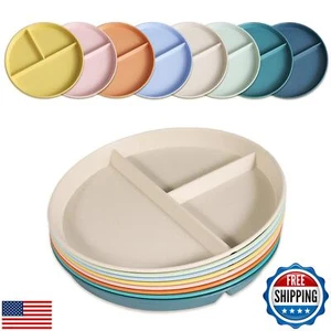 Divided Plates for Adults (8 Packs), Unbreakable Portion Control Plate Sectio - Picture 1 of 5
