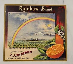 Label Rainbow Citrus McIndoo Lindsay Tulare California Grade 2 - Picture 1 of 1