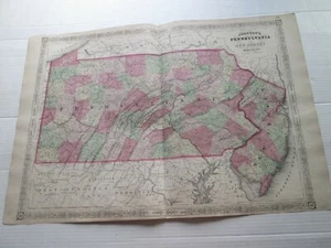 (1) 1864 KARTE " PENNSYLVANIA & NEW JERSEY."  von 1866 JOHNSON'S FAMILY ATLAS - Bild 1 von 10