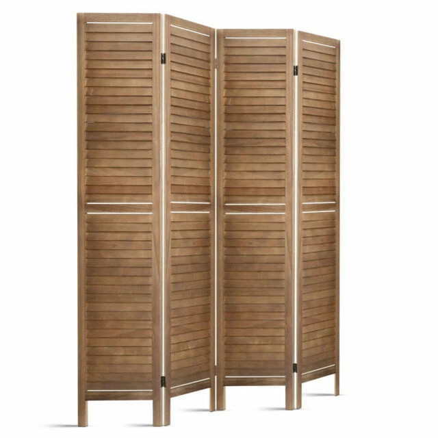 Artiss RD-B-0539-4P Room Divider Brown Foldable Stand Panel - 4 Pieces