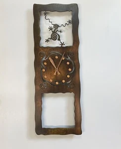 Metal Clock Handmade Rectangle Shape Missing Pendulum 24.5” Long Heavy - Picture 1 of 9