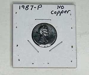 1987 P Lincoln Memorial Penny Coin Philadelphia Possible Missing Clad Layer Gray - Picture 1 of 4