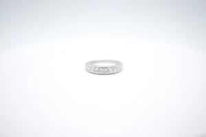 Platinum 1ct. Princess Cut Natural Diamond Channel Set Band Ring - Picture 1 of 13