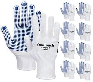 24 Paar weiße PVC-Arbeitshandschuhe gepunktet hoher Griff Handfläche Nylon Lager Verpackung - Bild 1 von 4
