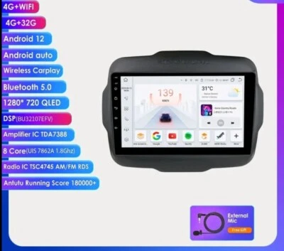 RADIO 9" PER JEEP RENEGADE 4/32 CARPLAY NAVIGATORE GPS BLUETOOTH ANDROID 4G - Immagine 1 di 4