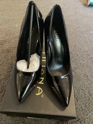 Tacón Liliana charol negro dorado talla 7 NUEVO Foto 1 de 4