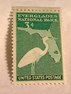 Estampilla postal Scott 952 de 3 centavos edición Everglades Park 1947 verde brillante - Imagen 1 de 4