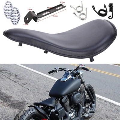 Motorcycle Bobber Solo Seat Black Leather For Honda Shadow VT750 VT600 VT125 VLX - Image 1 of 4