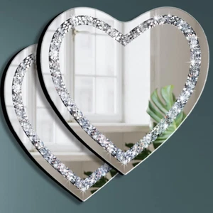 Shaped Silver Glass Mirror 2 Pack 12X12Inch Crystal Crush Diamond Decor - Picture 1 of 8