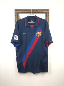 Barcelona Away football shirt 2002 Soccer Nike Mens Jersey Camiseta Trikot Sz L - Picture 1 of 12