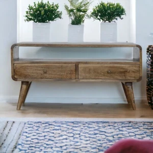 Mid Century TV Stand Wooden Console Retro Media Cabinet Nordic Storage 2 drawers - Picture 1 of 10