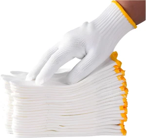 Unisex white cotton polyester knitted safety gloves,suitable for gardening,wareh - Picture 1 of 6